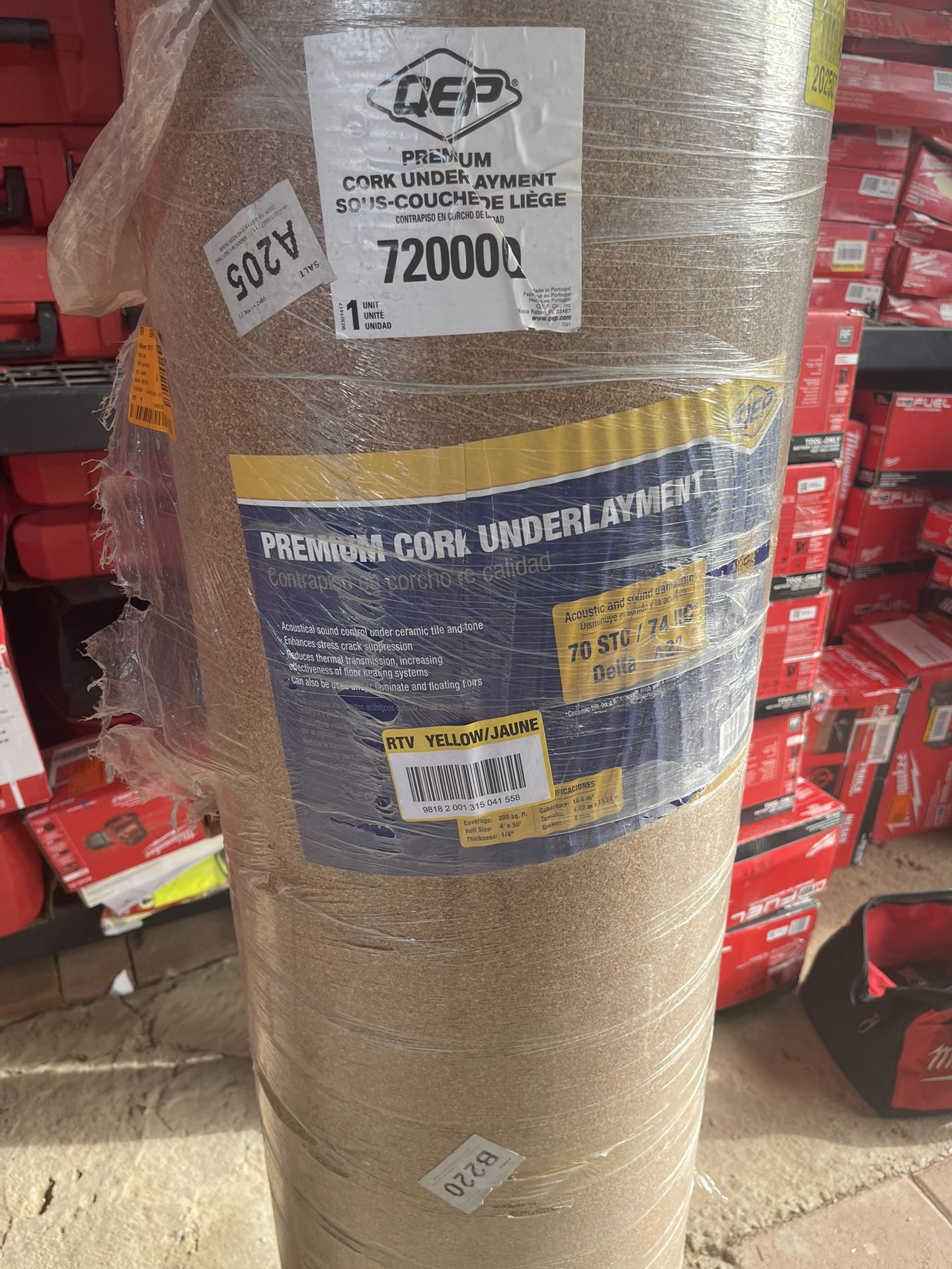 QEP 200 sq. ft. 4 ft. Wide x 50 ft. Long x 6mm Thick Natural Cork Sound Dampening Underlayment Roll