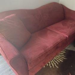 Velvet red couch