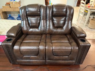 Leather brown Electric recliner Couches