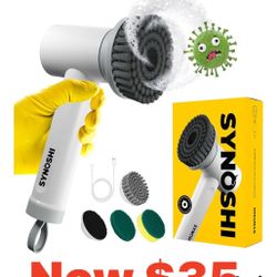 🔶 Electric Spin Scrubber, Power Cleaning Brush with 3 Heads, Cordless Waterproof Shower Scrubber with Dual Speed, Perfect for Cleaning Bathroom, Tile
