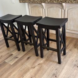 3 Solid Wood Counter Stools 
