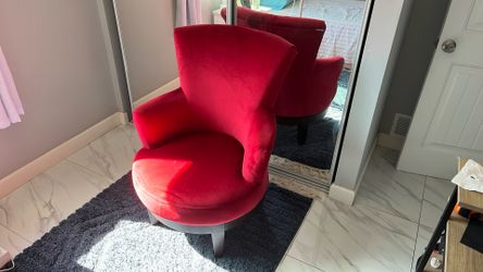 Large Red Velvet Spinning Chair From Ashly