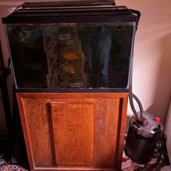 30 Gallon Aquarium with wooden stand, Canister Filter, and Led Light 