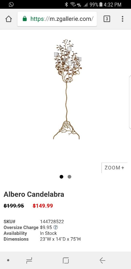 Z gallerie chandelier. Candle holder