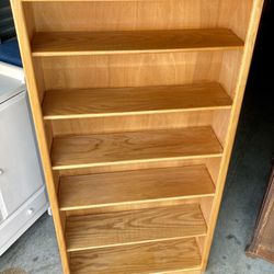 6 Tier Oak Bookcase Storage Display Shelving
