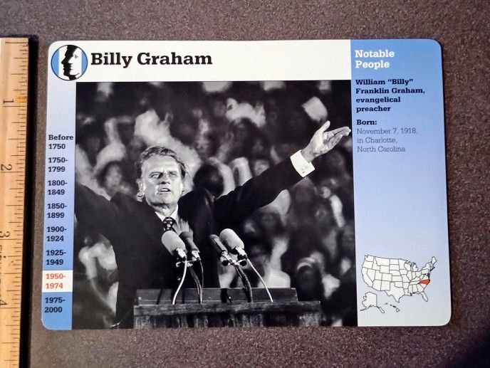 1995 Grolier Billy Graham Religion Religious Leader Evangelical Vintage Collectible Large Card