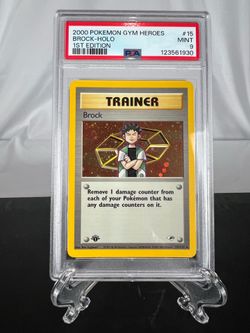 1st Edition Brock #15 Holo Gym Heroes PSA 9! FREAH SLAB!!