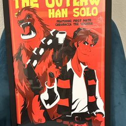 Star Wars Han Solo And Chewbacca Framed Print/poster