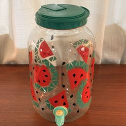 Vintage Glass Drink Dispenser with Watermelon Design
