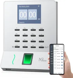 NGTeco Time Clock for Small Business, Fingerprint/PIN Clock-in, APP Control