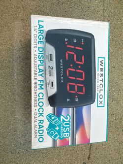 Westclox Large Display FM Clock Radio (with Dual USB Ports, Model 80227WM/80227)