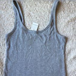 New w/tags ABERCROMBIE & FITCH vest tank GREY SIZE small Cozy Rib Scoopneck Sleep Tank