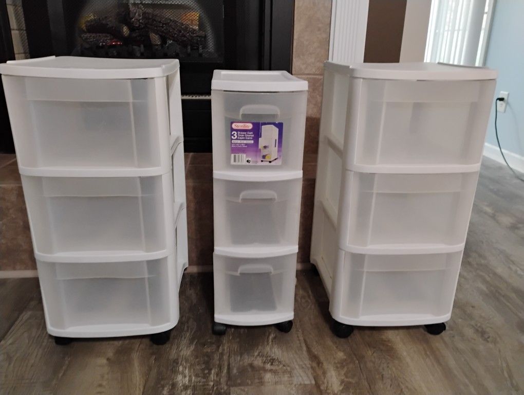 Plastic Rolling Drawer Storage – Set of 3