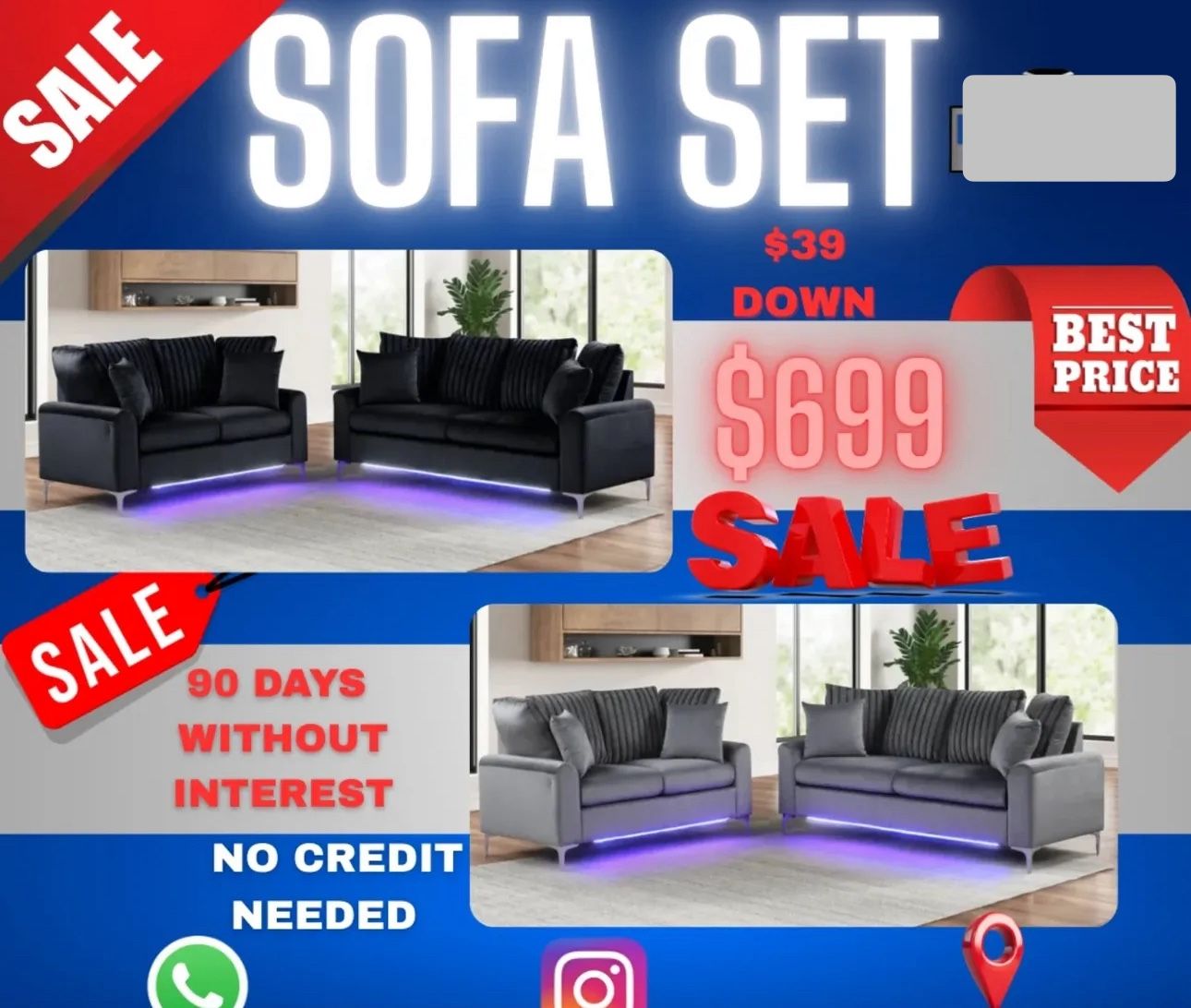 NEW SOFA AND LOVESEAT SET - SPECIAL FINANCING AVAILABLE- SECTIONAL BED AND MATTRESS 