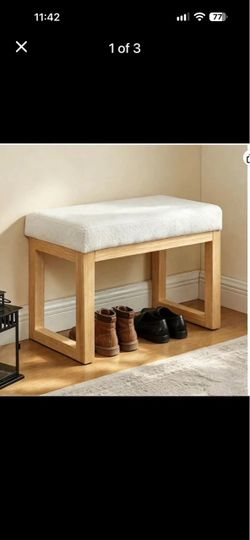 Wooden Bench with Upholstered Seat