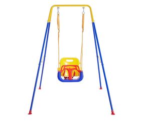 NEW! FUNLIO Toddler Swing with Foldable Metal Stand for Toddlers Aged 1~10 Years, 3-in-1 Baby Swing Set with 4 Sandbags for Backyard/Indoor/Outdoor Pl