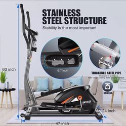 ANCHEER Magnetic Elliptical Machine Powerful Trainer Exercise with LCD 231