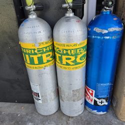 3 Full Size Aluminum Dive Tanks Enriched Air