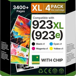 Brand New Unopened   923e 923XL 923 Ink Cartridges Combo Pack with Chip Replacement for hp 923 Ink cartridges for OfficeJet 8120e 8122e 8124e Pro 8135