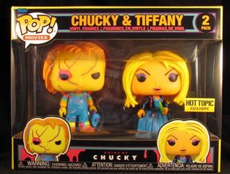 Funko Pop Movies Black Light Chucky & Tiffany 2 Pack Hot Topic w/protector