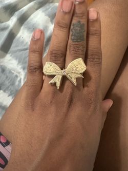 10k gold bow double ring