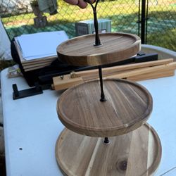 2 Wooden Tiered Stands