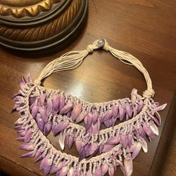 Purple Shell Necklace 17 Inch Long 