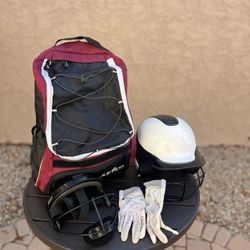 Rip It Softball Helmet And Face mask, Backpack And Hitting Gloves 