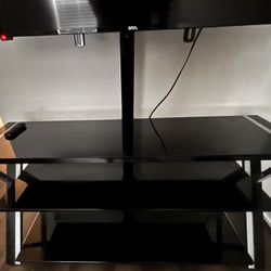 Black TV Stand W/ Shelves 