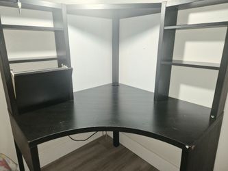 Free - Black Corner Desk with Shelves