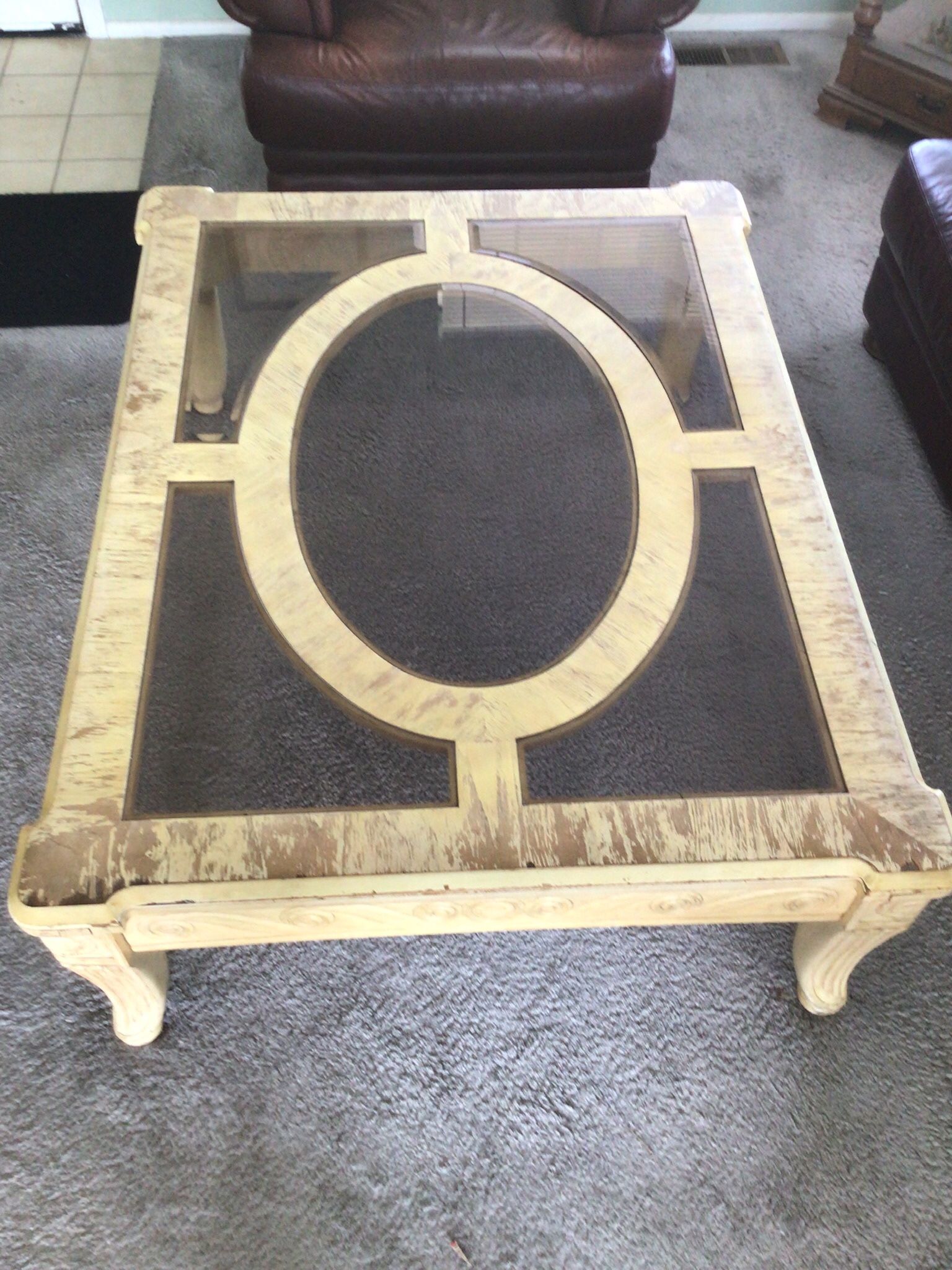 Glass N Wood Table $100