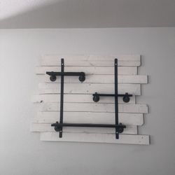 Handmade Pallet Pipe/wood Wall Shelf