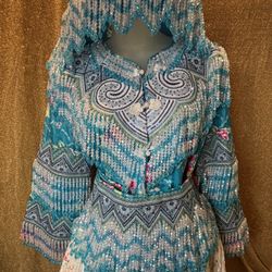 Light Blue Hmong Chinese Outfit 