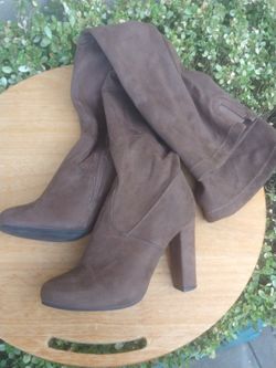Womens Brown Suede Knee-High Boots