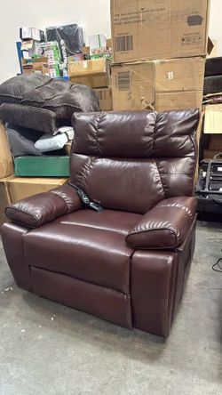 Brown Oversized Dual Motor Leather Power Lift Recliner with Heat and Massage, 2 Pocket Cup Holder