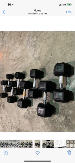 Dumbbells 20 lb 30 lb 40 lb COMBO 3 pairs 6 all together arm curls arm bars black padded dumbbells weights gym equipment weights