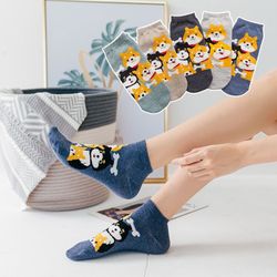 5 Pairs Socks For Cat Lovers, One Size Adult Ankle Socks 