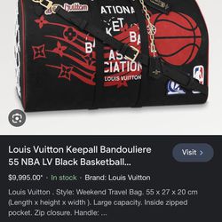 Louis Vuitton Keepall Bandouliere 55 NBA LV Black Basketball Weekend Travel Bag