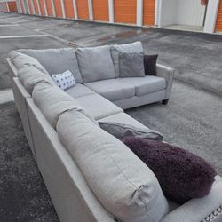 Gray Studded Sectional  - FREE DELIVERY 