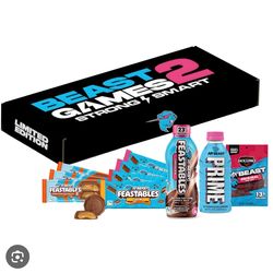$10 Mr Beast 2 limited edition boxes chocolates, prime drink, beef jerkey included retail for $20