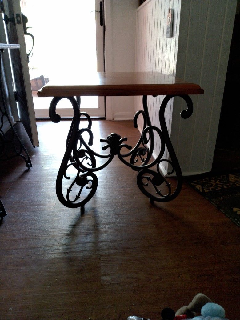 Iron End Table X2 Solid Wood 