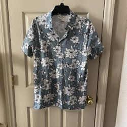 Camisa APT. 9 Hawaiana Blanco Con Verde - Size M 