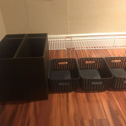 Organizer Rack Shelves and Weaved Bins