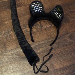 Halloween Cat Tail And Cat Ear Headband