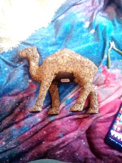 Gold Bead Semiprecious Stone Mosaic Camel