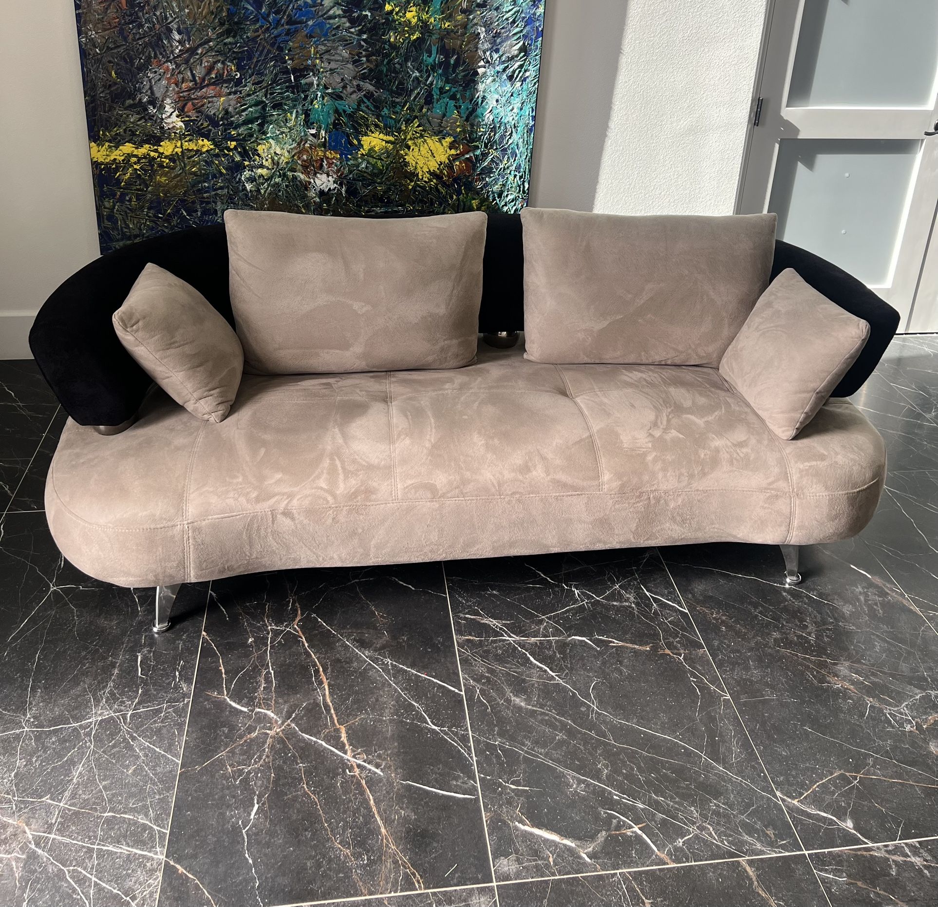 Modern Sofa Black & Tan 