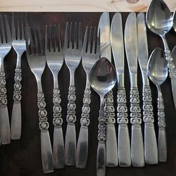 Vintage 17 pc Oneida Northland REBECCA Silverware Korea Stainless