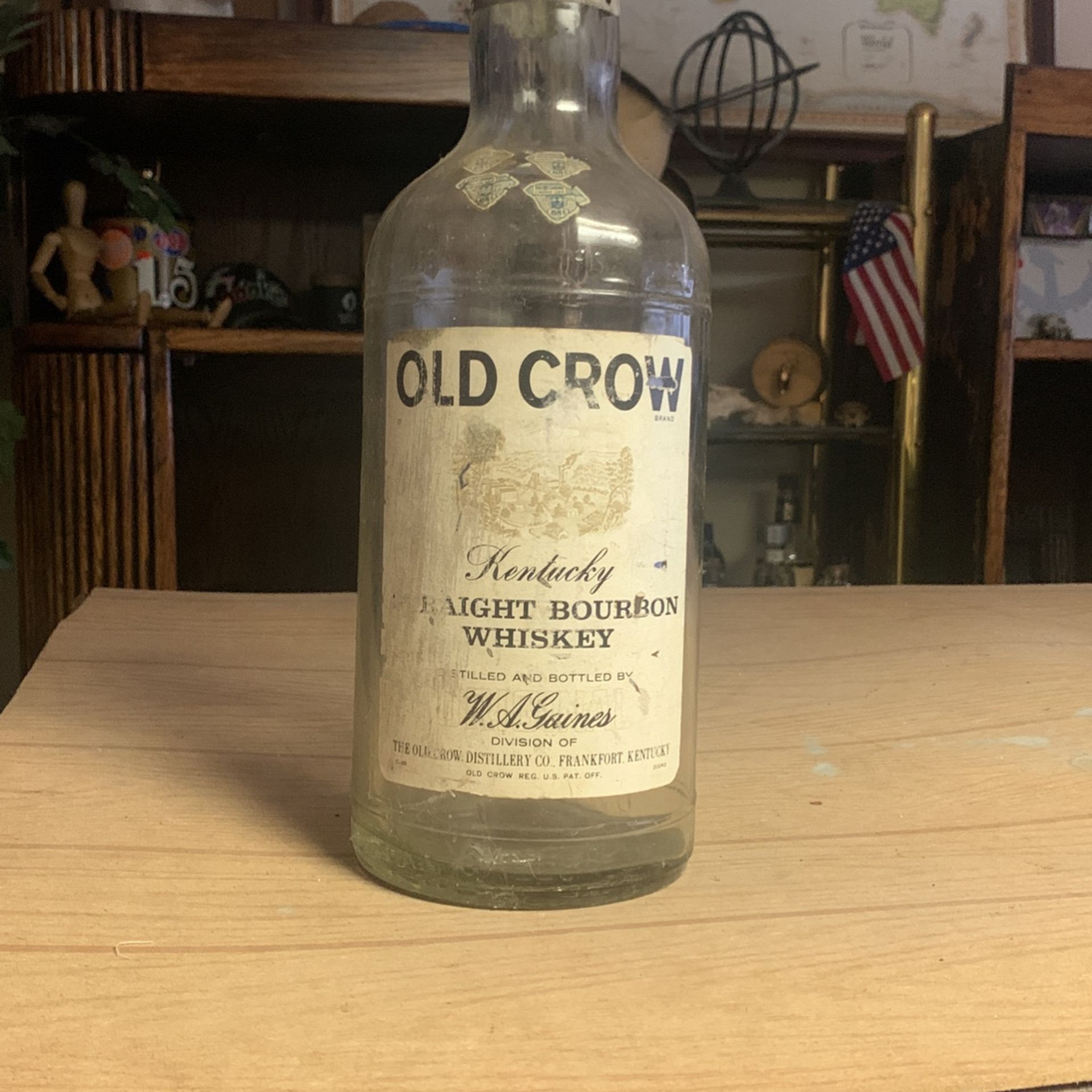 Vintage Old Crow Straight Bourbon Whiskey Gallon Bottle 