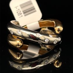 18KT Two Tone Gold Diamond Ring 10.80g Size 7 I-1081