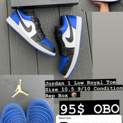 Jordan 1 Low Royal Toe Sz 10.5